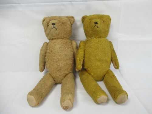 Two Vintage Straw Filled Jointed Teddy Bears (C579)