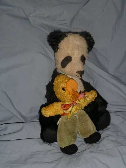 vintage mohair panda and friend,both much loved