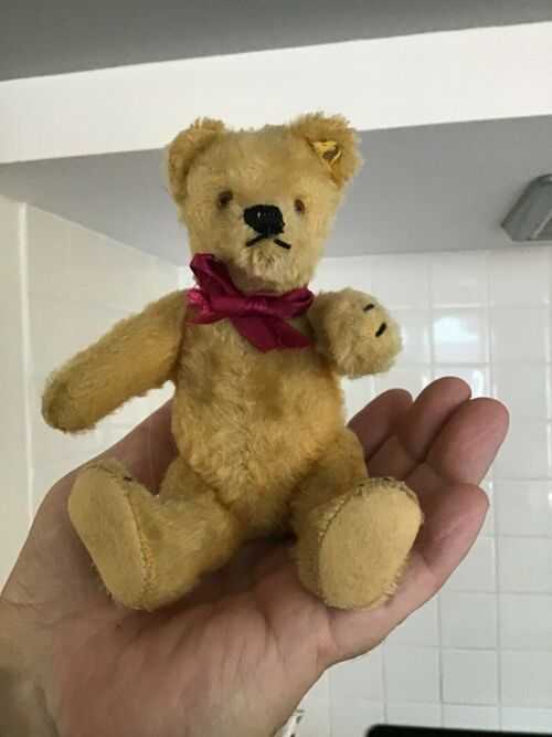 Antique vintage  German miniature Steiff Bear,mohair toy teddy bear,7in,1950s