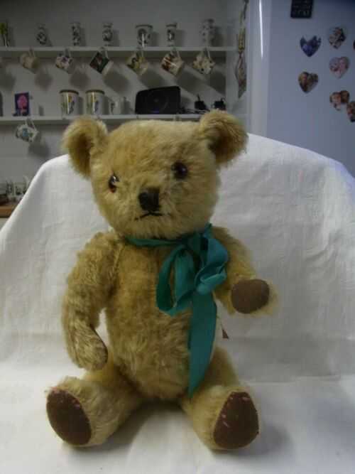 Antique Vintage Golden Mohair Teddy Bear British with growler - 40 cm tall