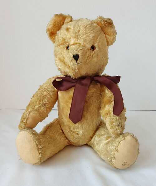 Vintage POLISH Gold Cotton Plush TEDDY BEAR 1940/50's 14  Tall - Great Condition