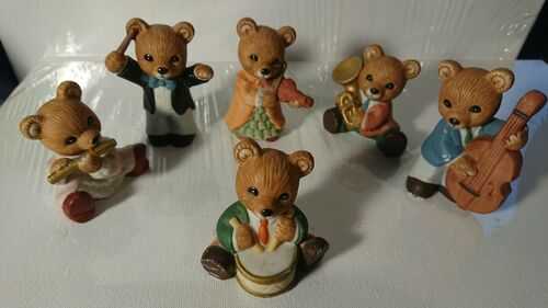 Homco 1993 Vintage Princess House Bears - Strike Up the Band - 6 super figures.