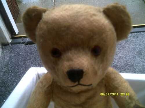 VINT  PERCY  18  STRAW FILLED CHILTERN? 5WAY JOINTED GOLDEN MOHAIR BEAR PRELOVED